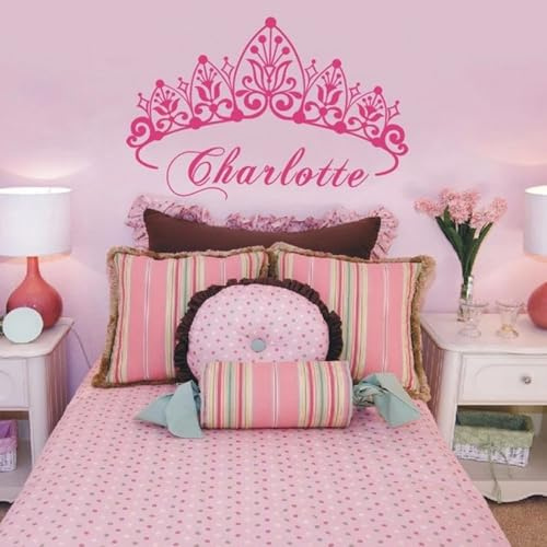 Adesivi Murali Principessa, Decalcomania Da Muro Con Nome Personalizzato Nome Bambina, Adesivo Da Parete Con Corona Personalizzata, Decorazione Da Parete Principessa For La Cameretta Dei Bambini(42X27