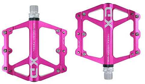 WANGZEYU MTB Pedale MTB Fahrradpedale Fahrradpedale 9/16 Zoll Spindel Universal Cycling Pedale CNC Aluminiumlegierung Leichtes Fahrradpedale Fahrradpedale (Color : Pink)