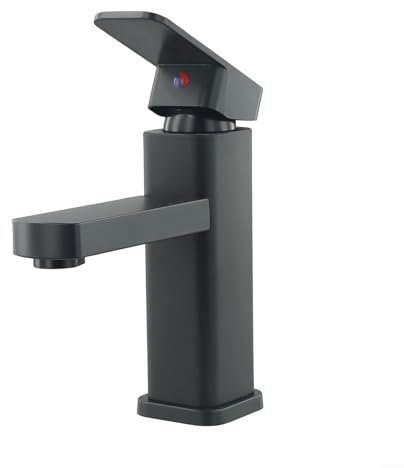 Robinet de salle de bain noir en acier inoxydable robinet d'évier de salle de bain avec poignée unique en plastique robinet mélangeur carré pour camping-car