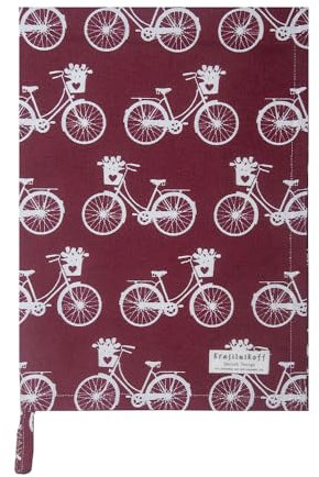 Krasilnikoff - Geschirrtuch - Bikes, 100% Bauwolle (Scarlet Red)