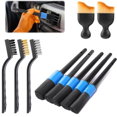 Kit Brosse Nettoyage Voiture 10 Pcs, Brosse Jante Voiture, Pinceau Detailing Auto, Detailing Auto Brosse à Poils Durs - élimine Efficacement Les Taches, Brosse à Poils Souples- Ne Raye Pas La Peinture