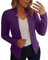 Blazer élégant pour femme - Blazer court pour femme - Couleur unie - Manches longues - Col à revers - Veste festive - Veste de travail classique - Veste d'extérieur ample et confortable, lilas, XXL