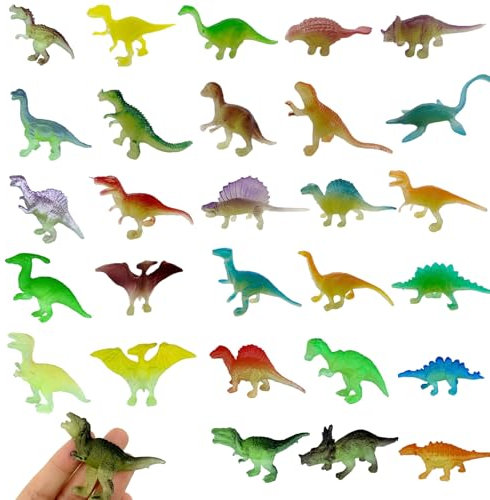 ARROMI 28 Pcs Dinosaur Figures Age 3+ - Dinosaur Toys & Cake Toppers for Kids' Parties