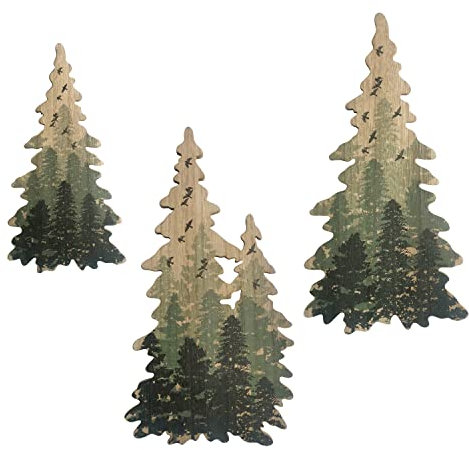 VV-Ladybug Decorazione da parete in legno con albero di Natale, decorazione da parete in legno, decorazione da parete in legno, decorazione da parete con albero di Natale, set da 3, finitura naturale