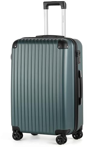 TANTOMI Handgepäck Koffer 20 Zoll, Hartschalenkoffer aus ABS, Trolley, Reisekoffer mit 4 Rollen, 3-stelliges Zahlenschloss, Seitenkanten mit Stoßschutz (Set-M/L/XL) (41L, Helles Dunkelgrün)