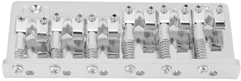 Ponte per Basso Elettrico a 6 Corde Ponte Fisso per Basso Ponte a Sella Hardtail Carico Dall'alto Cordiera per Basso Ponte per Basso Vintage (SILVER)