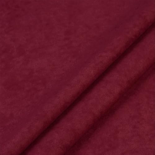 Fabreco ALVELLA Microfaser, Verlours, Möbelstoff, Polsterstoff, Dekostoff, Uni, Meterware 148 cm breit - Weinrot