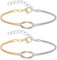 Irikdescia 2 Stück 18K Knot Armband Gold Sliver, Partnerarmbänder, Paar Armbänder, Paare Geschenke, Passende Pärchen Armband Für Paaren Freundschaft Beziehung(Bicolor)