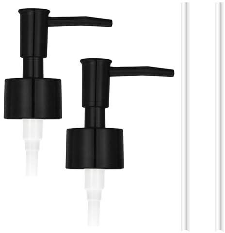 JJUNW 2 Stück Seifenspender Pumpkopf Ersatzpumpe, Kunststoff Seifenspender Aufsatz für 28 mm Gewinde Flasche Seifenspender, Seifenspender Pumpe für Flüssigseifen Shampoos Waschmittel(Schwarz)