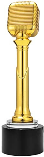 QXSJEDYCH Trophées de récompense Trophées de microphone avec gravure personnalisée, trophée d'or personnalisé sur base noire, souvenirs for animateurs musicaux, for karaoké, concours de chant, fêtes T