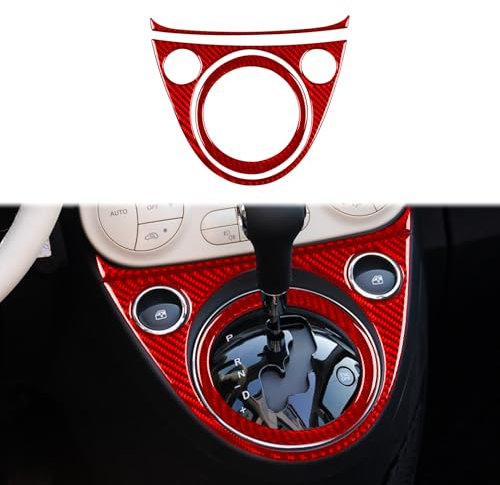 Copertura adesiva per telaio in fibra di carbonio, accessorio decorativo compatibile con Fiat 500 2012-2015 (rosso, telaio del cruscotto del cambio 10)