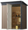 XEMQENER 5x3 FT Metal Garden Storage Shed, Lockable Outdoor Storage Shed with Swing Door, Waterproof Galvanized Steel Tool Storage Shed for Gardening Tools, Garden Equipment, 154x88x181cm, Brown