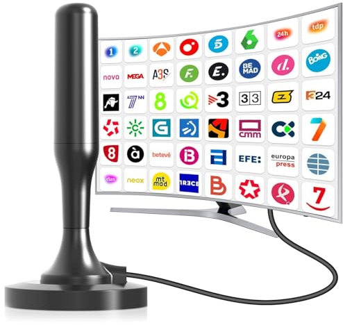 Antena de TV Interior, Antena de TV Digital Inteligente HD, Soporte 4K,108P Antena de con Canales Locales,Puede Recibir señales DVB-T2 DVB-T