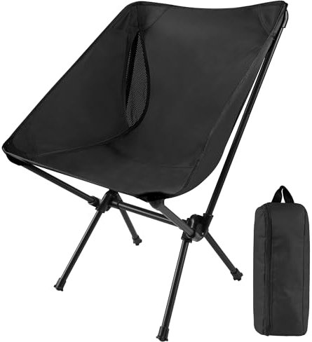 KUOGAS Campingstuhl faltbar – Ultralichter Klappstuhl mit 150 kg Tragkraft, Kleines Packmaß & Robustes Design für Camping, Picknick und Outdoor-Aktivitäten (Schwarz | 1-Piece Set)