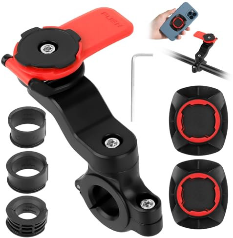 Rouge Support Téléphone Moto,Support Smartphone pour Guidon de Moto,Universel Handlebar Mount Support de Téléphone Portable pour vélo,Amovible et Rotatif à 360°pour Guidon de Vélo,Trottinette,Scooter