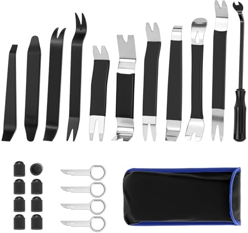 QWORK® 24 Stück Auto Demontage Werkzeuge Set, Auto Innenverkleidung Installationswerkzeug, Innen-Verkleidung Hebelwerkzeug