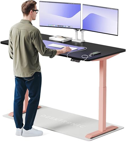 Desktronic HomeOne Standing Desk – 160 X 80 Cm Height Adjustable Desk With Dual Motor, Touchscreen Controller, Usb/usb-c Ports, And 3 Memory Presets – Modern Office Desk For Home Or Work