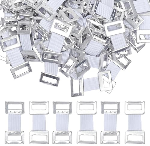 KQDRAVINE 100 Stück Elastische Binde Clips, Binden Verband Stretch Verbandklammern Fixierbinde für Bandagen Kompressionsbandagen Kreppbandagen Aluminium Schnalle Weiß