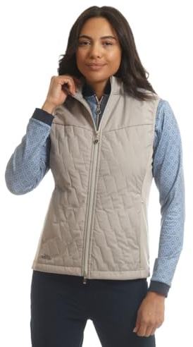 Island Green Damen Wattierte Steppweste Weste Weste (1er Pack), stone, XL
