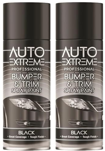 Black Bumper and Trim Spray Paint 400ml Pack of 2 - Auto Plastic Restorer Aerosol for Car Exterior Parts - High Coverage, Tough Finish, Quick Drying Paint for Bumpers, Trims & Panels
