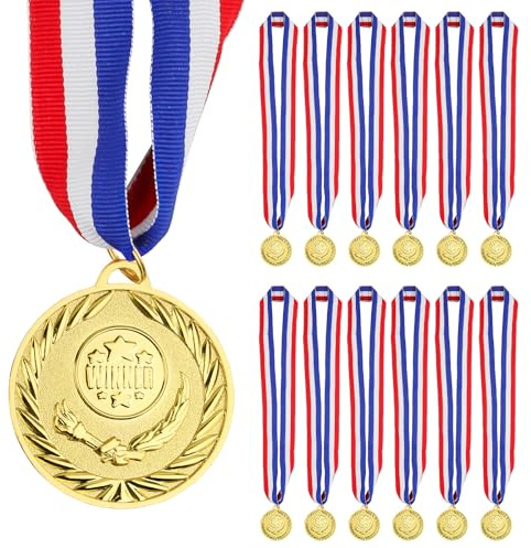 Acrridi Gold Medals for Awards,1st Winner Medals for Sports, Competitions, Party, Olympic Style, 2 Inches (12, Winner)