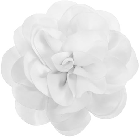 VANZACK Broche de Banquet Fleur en Tissu Blanche 20 Cm Grosse Épingle à Revers Décorative pour Mariage et Fête, Broche Ornement Élégante Grosse Fleur Satinée pour Robe et Manteau