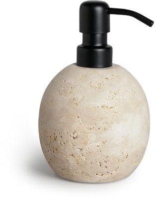 Möve Travertine Grace Seifenspender Ø 9,5 x 15 cm aus Kalkstein, beige