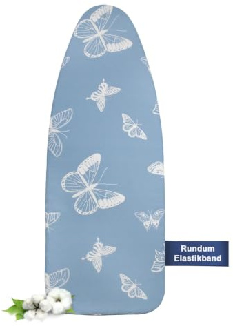 Frilodge Ironing Board Covers XX Large 145 x 54, 150 x 50 cm Butterfly | All-around Elasticated Edge, Easy Fit, Thick Padding, Heat Reflective, Adjustable Fastener, XLarge(Butterfly)
