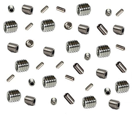 Grub Screws Metric Thread (Mixed 40 PACK) A2 Stainless Steel 10 X M3,M4,M5 & M6 x 5mm Socket Cup Point Allen Key Grub Screw