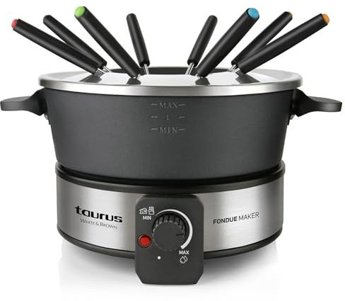 Taurus FF2 - Appareil à Fondue 1000W, Capacité de 2L, 8 personnes, Température régable, Tous types de fondues, Sans PFOA