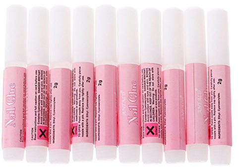 Longsw 10 PCS 2g Mini Professionnel Beauté Nail Faux Art Décoration Conseils Acrylique Colle