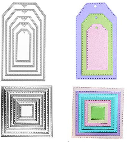 12 Stück Stanzschablone Rechteck Form Set Metall Stanzformen Viereck Quadrat Rahmen Silber Stanzschablonen für DIY Cutting Dies Scrapbooking Album,Schneiden Schablonen Papier Karten Sammelalbum Deko