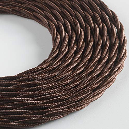 Klartext - Cavo tessile trecciato BELLE ÉPOQUE per installazione elettrica vintage, 3X1,5mm, Marrone, 10mt.