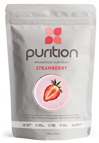Purition Strawberry - Natural, Gluten Free, High Protein, Keto, Meal Replacement Shake for healthy weight management.