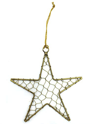 DARO DEKO Metall Stern mit Draht zum aufhängen Gold 1 Stück - 20 x 21cm