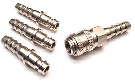 Inline Quick Release Fitting Coupling for 8mm Bore Butane/Propane Gas Hose: 1 Female & 3 Male Couplers - Ideal for Gas BBQ - Patio Heater, Camping Gas Cookers