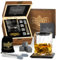 WHISISKEY Whisky Gläser Set - Whiskey Geschenkset Glas - Whiskygläser - Geschenke für Männer - Männergeschenke - Geburtstagsgeschenk Mann - Geschenkbox, 1 Rum Gläser x 310ML, 4 Whiskey Steine