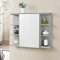 [en.casa] Badezimmer-Wandschrank 64 x 80 x 20 cm Spiegelschrank mit Tür und 3-3 Ablagen Hängeschrank Spanplatte Betonoptik