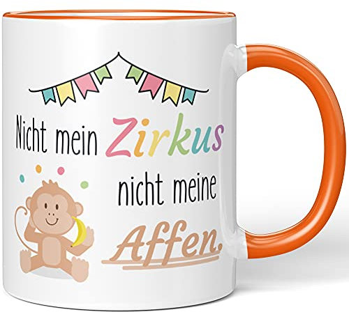 JUNIWORDS Tasse, Nicht Mein Zirkus Nicht Meine Affen, Wähle Farbe, Orange