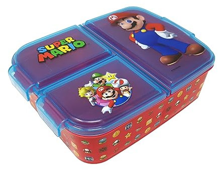 Fiambrera para niños, con compartimentos, para guardería, de plástico sin bisfenol A (Super Mario)
