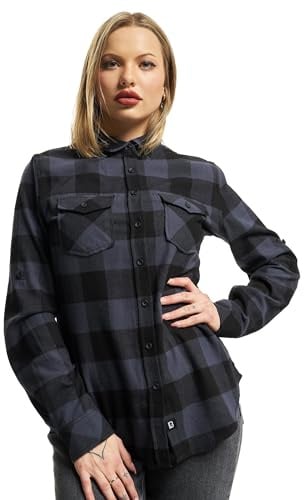Brandit Women Amy Flannel Shirt Long S, Farbe: Black/Grey, Größe: 6XL