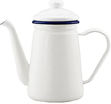 Hervidor de Café 1.1l Coffee Kettle Esmalte Café Café Mano Té Esmalte Caldera Inducción Cocina Gas Estufa Universal Vintage Mano Tetera Café (Color : White)