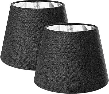 Navaris 2x Lampenschirm Tischlampe E27 rund - 16,2x15,3x22cm - Lampenschirme für Tischlampen Set - E 27 Leuchtenschirm - Schwarz Silber