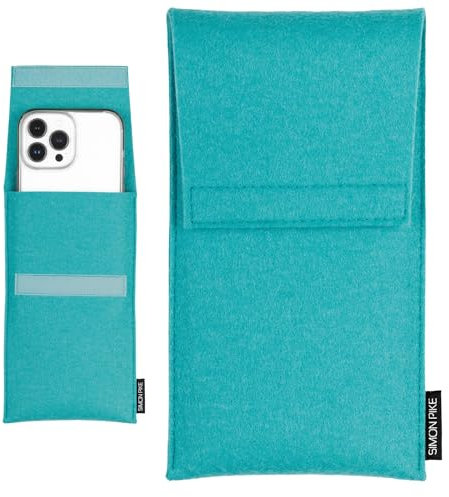 SimonPike Handyhülle passend für Apple iPhone 17 | iPhone 16/16e | iPhone 15 | iPhone 14/13 (Gr. G) | Sidney smaragd Filztasche aus Wollfilz Handy/Smartphone Tasche