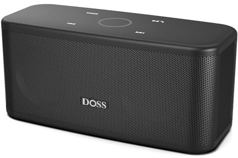 DOSS SoundBox Plus Portable Speaker with HD Sound and Deep Bass, Wireless Stereo Paring, Touch Control, Muti-Colors Led Lights, 20H Playtime, Wireless Speaker for Phone, Tablet, and More -Deep Black