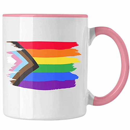 Trendation - Regenbogen Tasse Geschenk LGBT Schwule Lesben Transgender Grafik Pride Flagge (Rosa)
