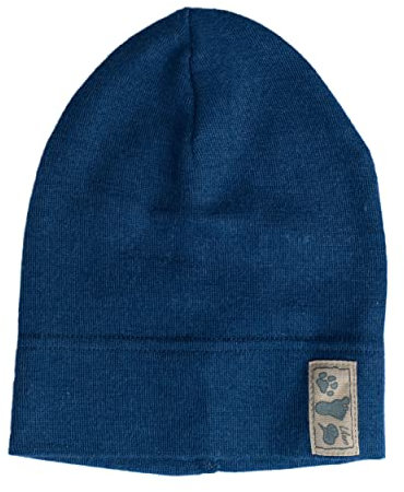 Lilano, Kinder/Baby Beanie Mütze, 70% Wolle (kbT), 30% Seide, 210 g/m²(Marine, 86-92)