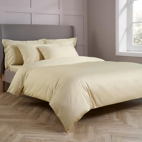 Christy 400TC Single Duvet Cover Set | Gold | 100% Cotton | Silky Smooth and Soft Bed Linen | Luxury 400 Thread Count Single Quilt Cover Set
