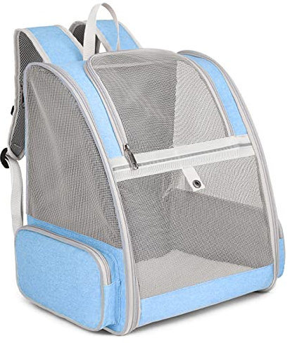 ALLSOPETS Hunderucksack Atmungsaktiver Haustier Rucksack für Kleine Katzen Hunde Welpen Faltbarer Katzenrucksack mit Sicherheitsgurten Ideal für Reisen Wandern Outdoor (Eisblau)