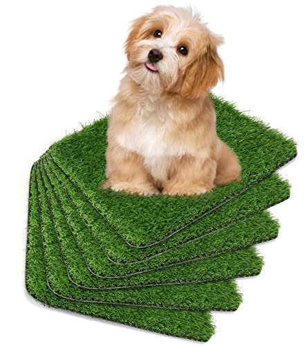 Hundegras-Pinkelkissen, Kunstrasenteppich-Pad, Kunstrasen, waschbar, Grasmatte, für drinnen und draußen, Pinkelgras-Set für Haustiere, Hunde, Töpfchentraining, 30,5 x 30,5 cm, 6 Stück